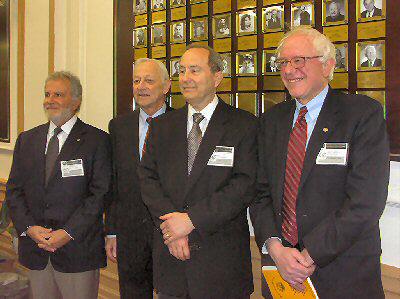 2008 Honorees Sid Ganis '57; Paul Krinsky '46; Robert Haselkorn '52; Bernie Sanders '59